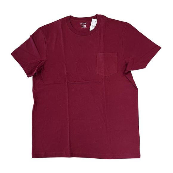 NWT J. Crew Men's Burgundy Washed Jersey Pocket Tee - SIZE LARGE - Picture 1 of 8